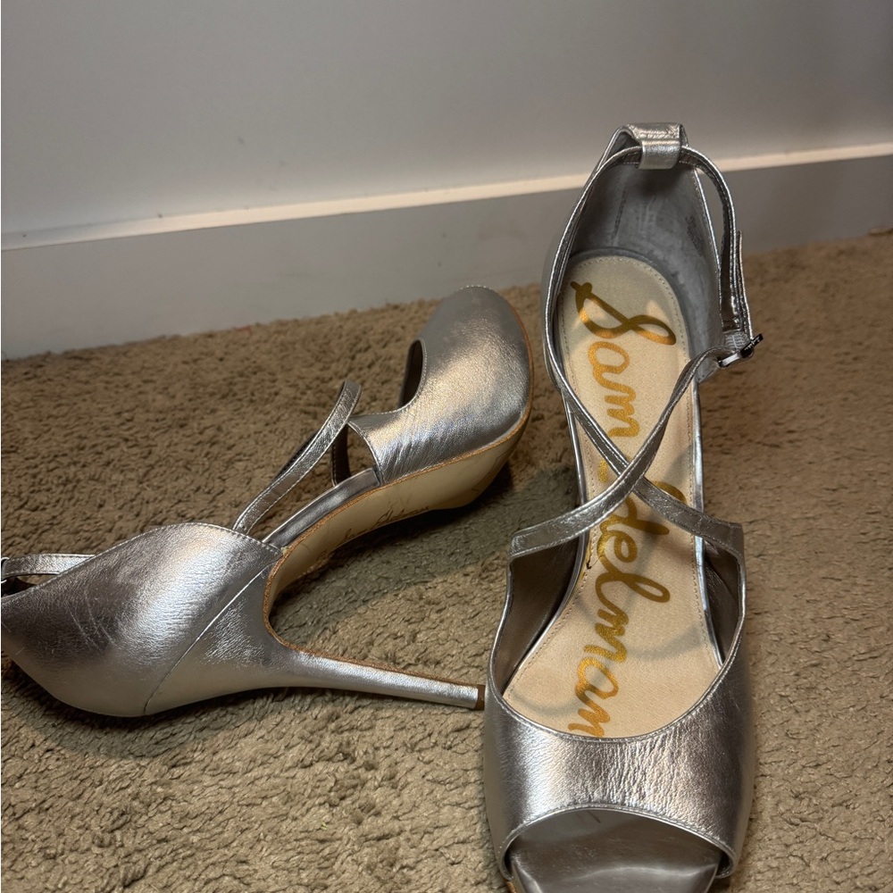 Sam Edelman Metallic Silver Heels